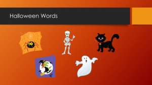 Halloween Words: spider, skeleton, cat, witch, ghost